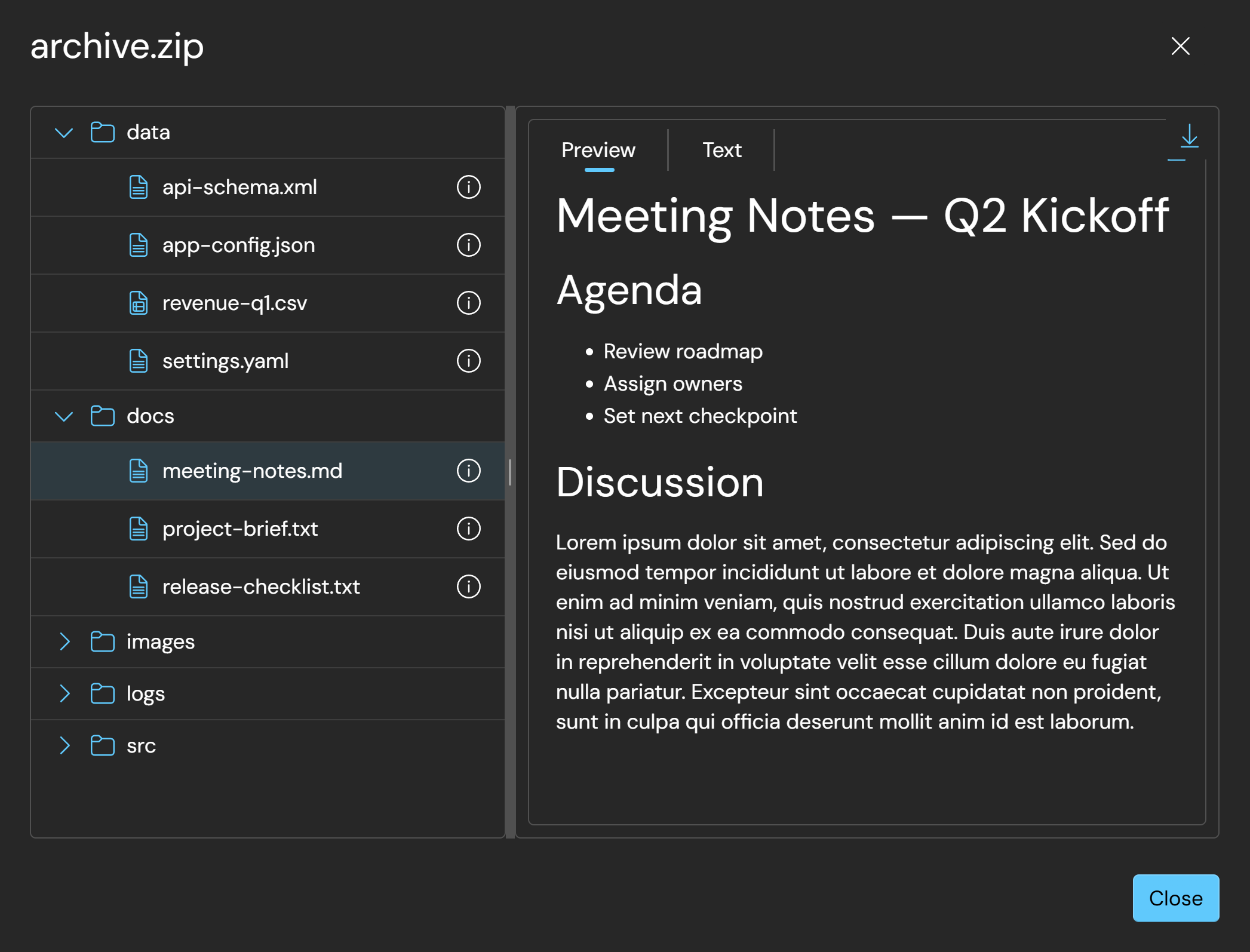 Power Portals Pro file viewer previewing a document inline
